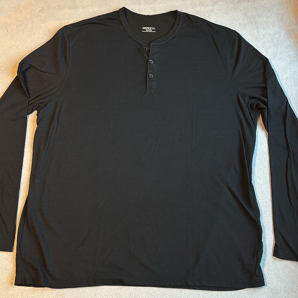 Black Polo Shirt Mens XXL Long Sleeve Lightweight Cotton Blend NWOT Merona